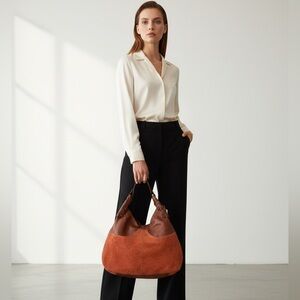 NWT Deadstock Lucky Brand Vintage Y2K Suede Leather Hobo Bag In Brown Rust RARE